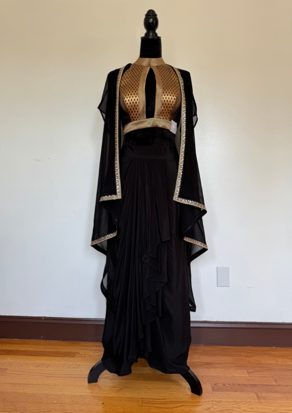 Black Gold Designer Crop Top Set